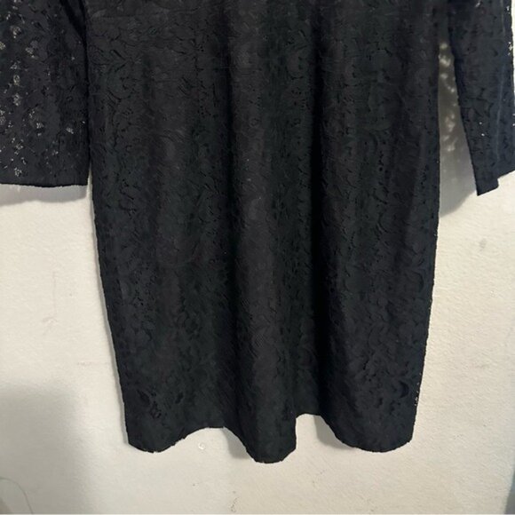 J.Crew Black Lace Cocktail Dress 12 Sheath Lined Classic Romantic Formal - Picture 5 of 12